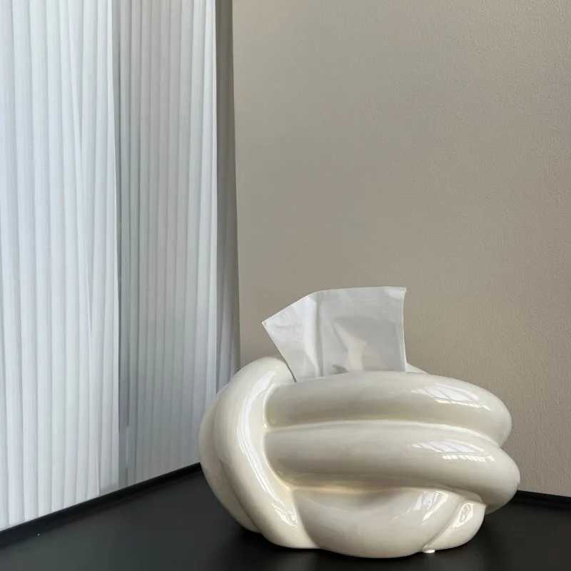 Creative Life Knot Fun Tissue Box Living Room Coffee Table Dining Table Bedroom Ceramic Paper Box Cute Home Decor OrnamentM251124