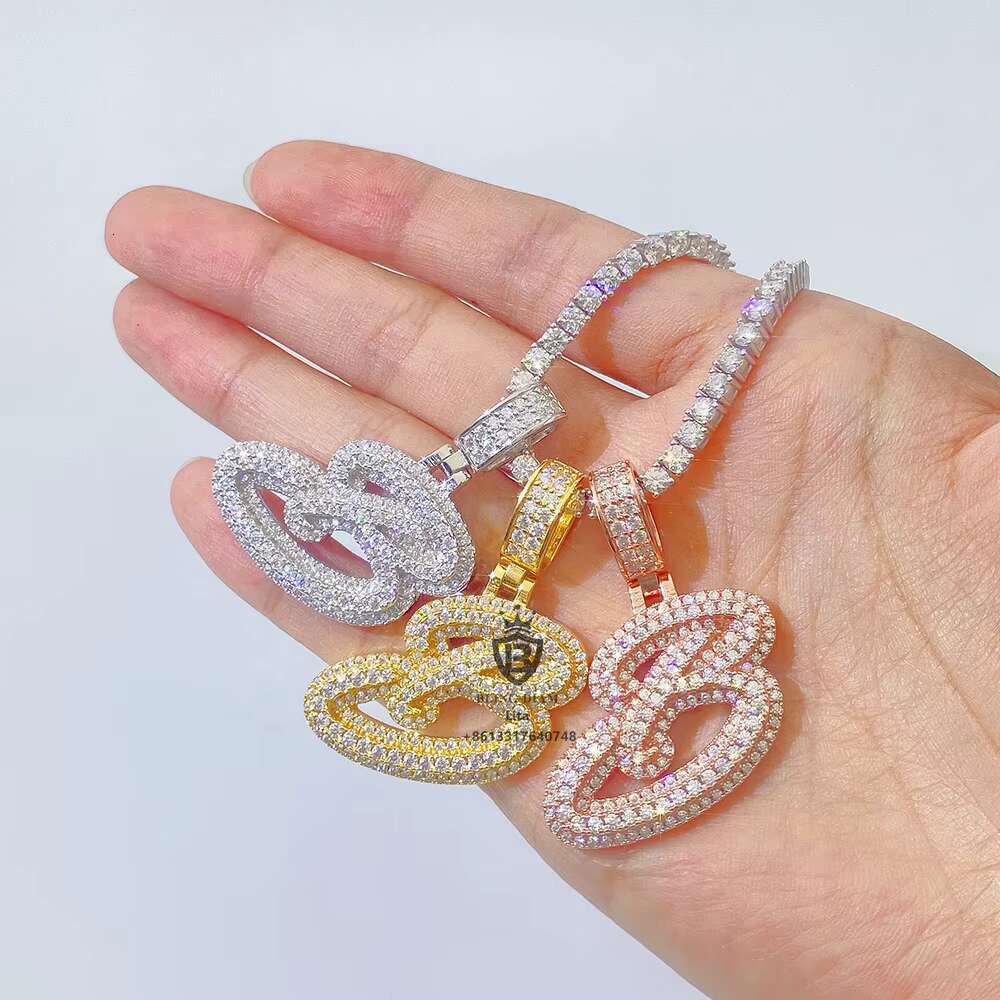 New Design Fashion Jewelry Iced Out a B C D Initial Moissanite Custom Pendant Letter Hip Hop Diamond Pendant