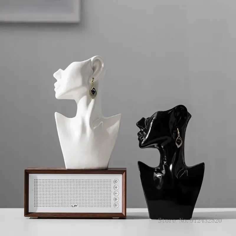 Creative Nordic Style Ceramic Vase Black and White Side Face Human Face Home Desktop Decoration Trend Fashion Luxury Art 1Pc C251124