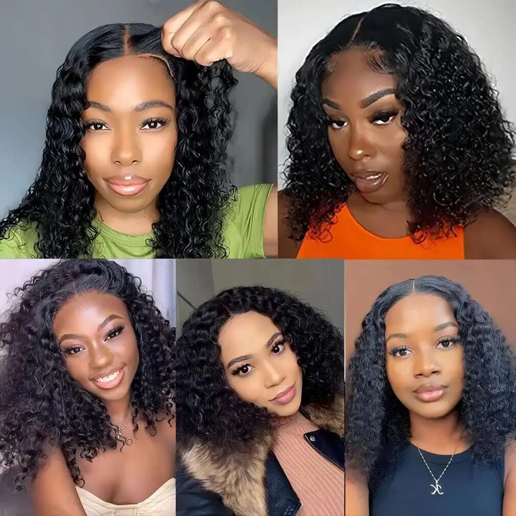 X Put On And Go Glueless Bob Human Hair For Women Kinky Curly Front Wig Plucked Pre Cut Lace Ready To Wear Tote Bag Tote Bag
