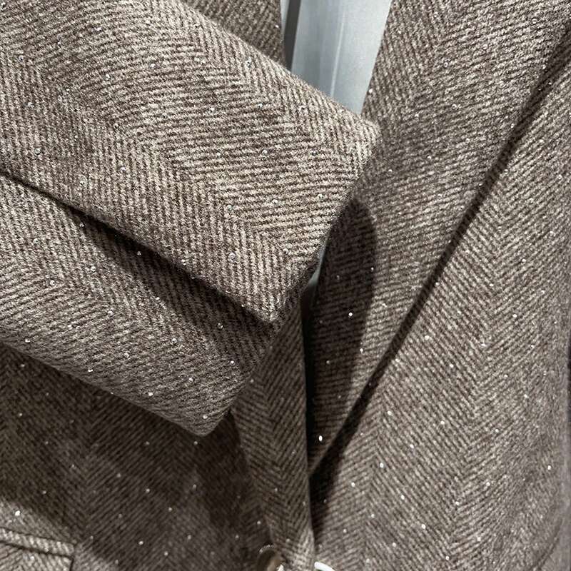 Designer Women's Clothing One-Button For Women, Herringbone Twill Hot Dia Formal Suit + Shorts French Niche 2024 Autumn And Winter