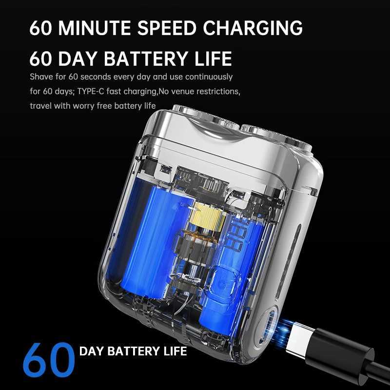 Mini Electric Smart Shaver Household Car Shaver Digital Display Dual Rechargeable Shaver Powerful Beard Trimmer Tool L251124