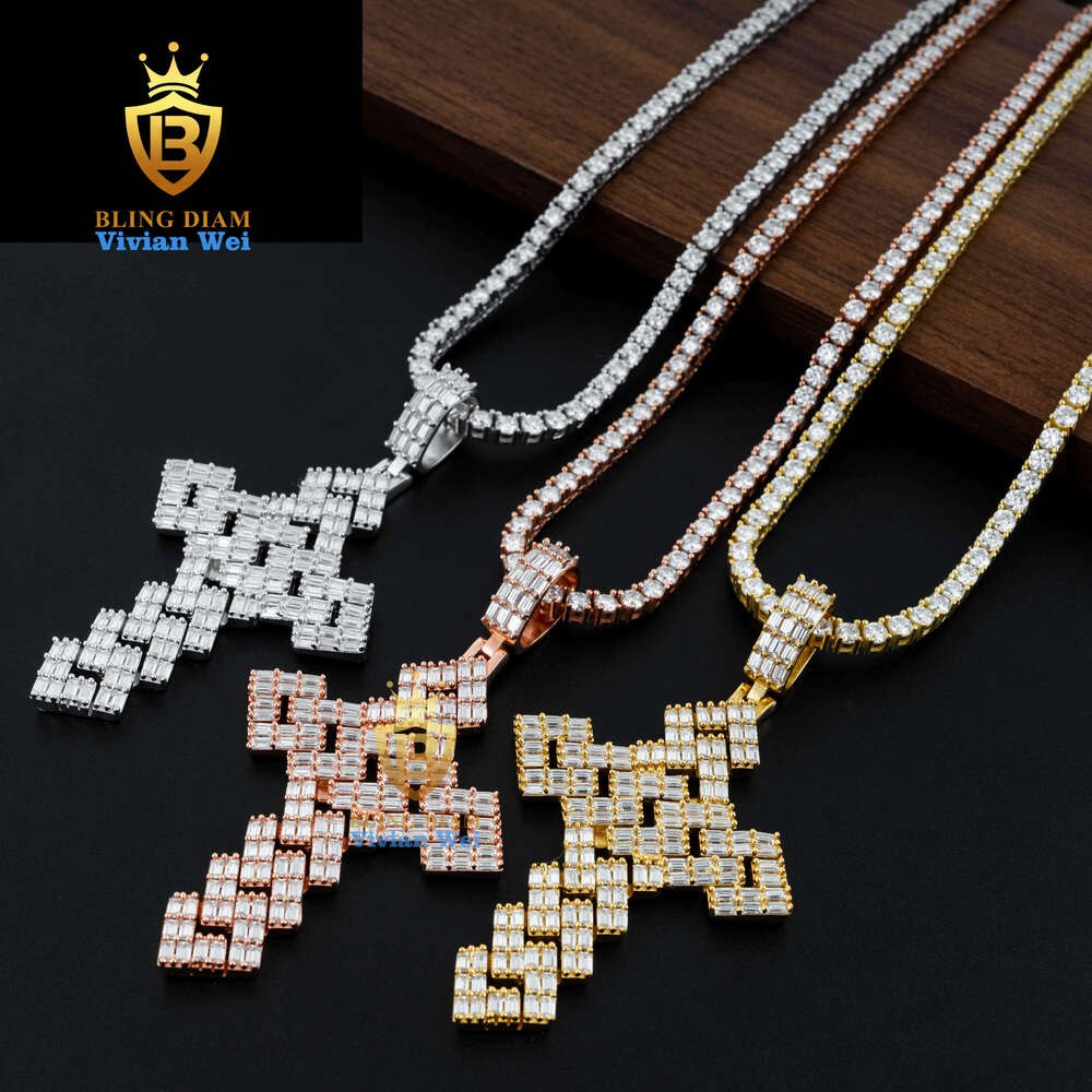Luxury Fine Jewelry VVS Moissanite Custom Iced Out Cross Pendant