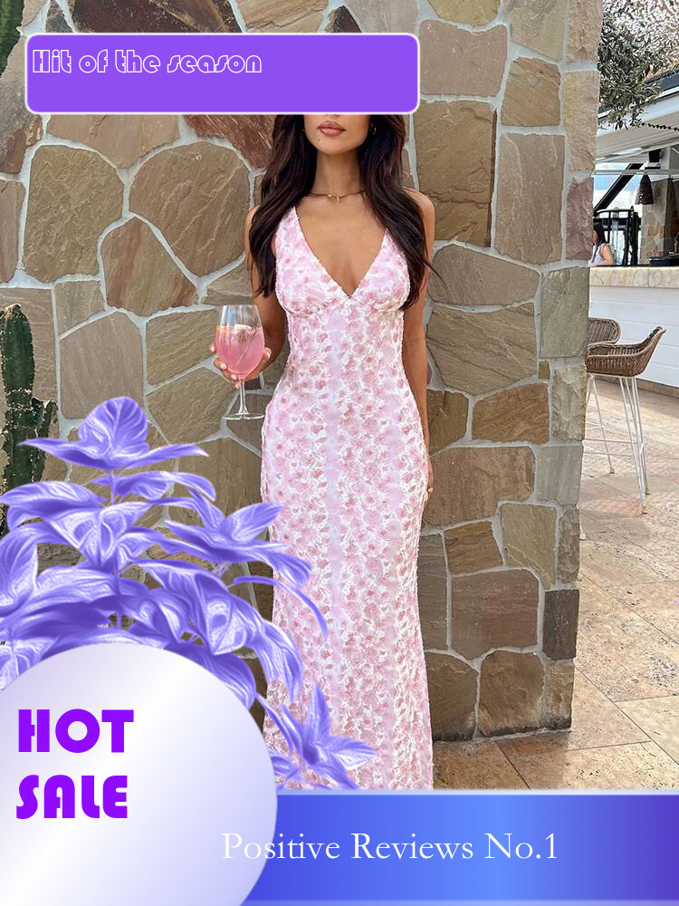Dongdumaoyi Townlike Jacquard Elegant Midi Long Dress Women Slim Bodycon Summer Backless Nightclub Sexy Party Dresses Vestidos