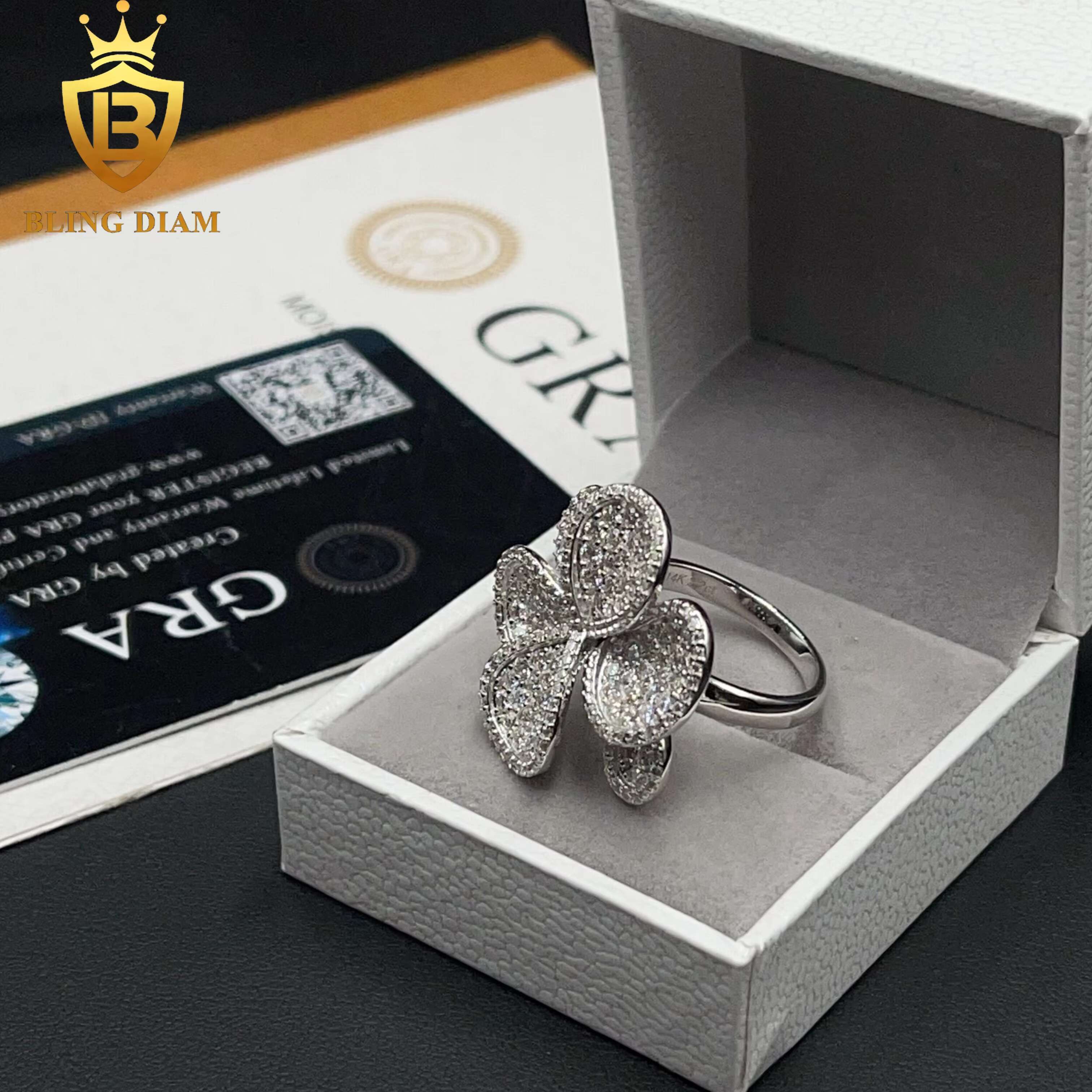 Hot Sale Low Price Fine Jewelry 925 Sterling Silver VVS Moissanite Diamond Flower Rings Gift Wedding