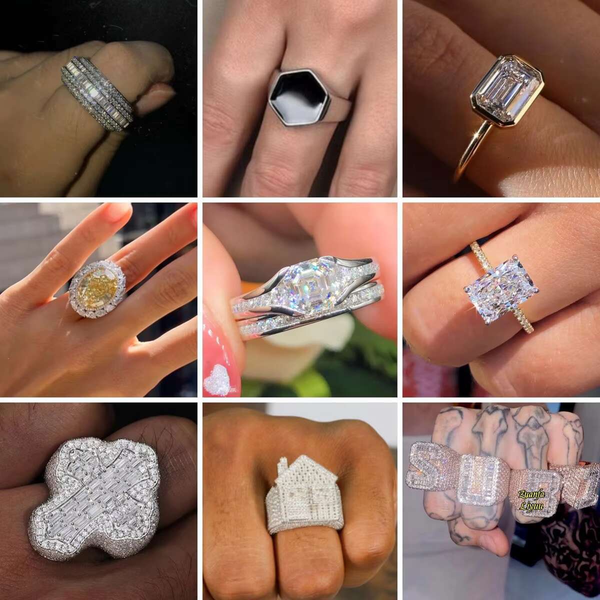 Wholesale Price New Arrival Moissanite Band Ring 925 Sterling Silver Fine Jewelry Hip Hop Sparkle 2 Rows Stone Iced Out Men Ring