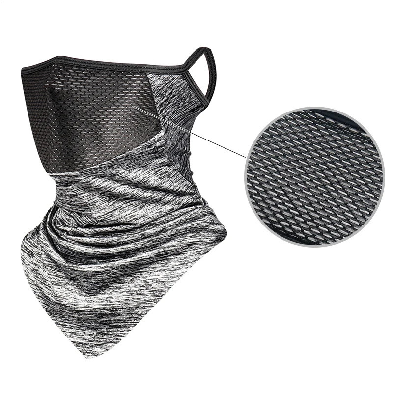 3pcs Summer Mask Full Face Bicycle Neckerchief Cycling Bandana UV Protection Mask Breathable Ice Silk Outdoor Hanging Ear Scarf 250424