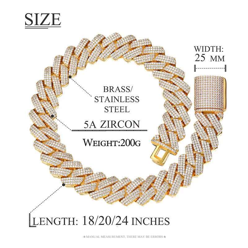 2021 New Design 25mm Miami Cuban Link Chain Ice Out Jewelry for Men Brass With 5a Zircon Hip Hop Jewelry