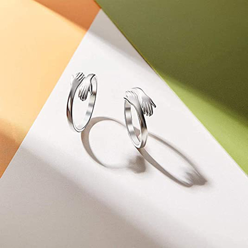 Top Source, niche design, love, warm embrace, titanium steel ring, popular hug, couple, ring