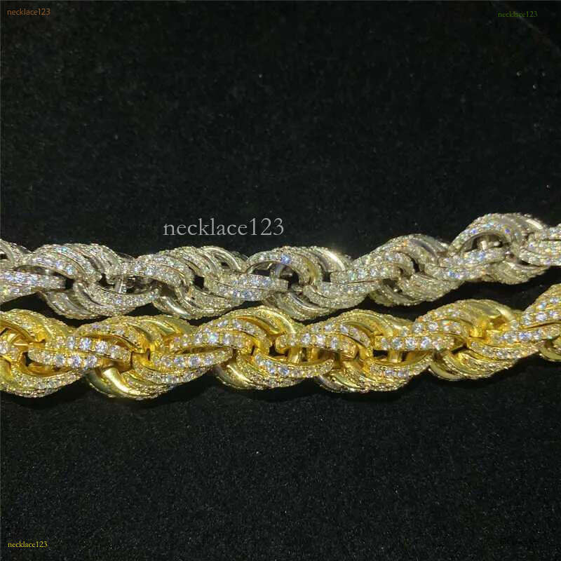 Twisted Moissanite S 10k 14k Solid Gold Hip Hop Men Jewelry Cuban Necklace Iced Out Vvs Dia Rope Chain Free delivery