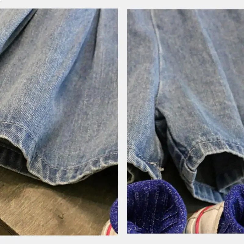 Summer childrens shorts girls solid color jeans casual loose pants clothing for children aged 4 to 13 bottom 250414z