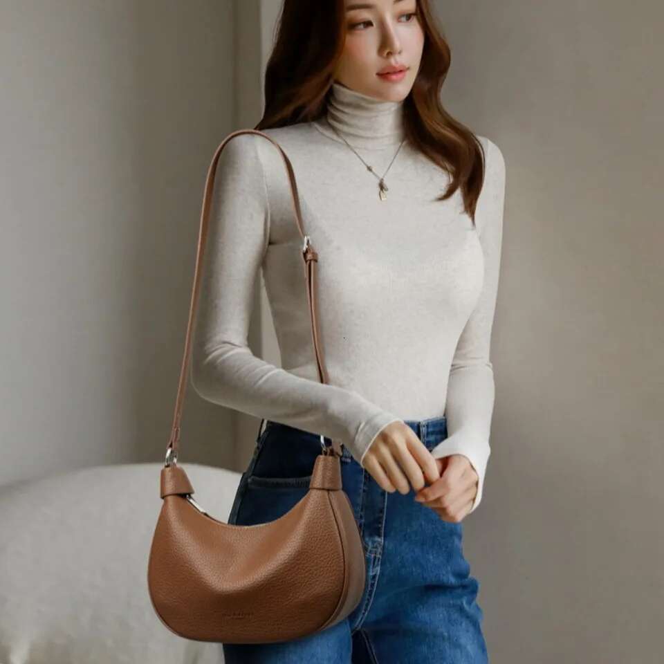 Designer Bag 2025 Two Belt Strap Soft Lichi Pu Leather Shoulder Women's Crossbody Bag Female Small Hobos Armpit Purses And Handbag Sac A Main Lux
