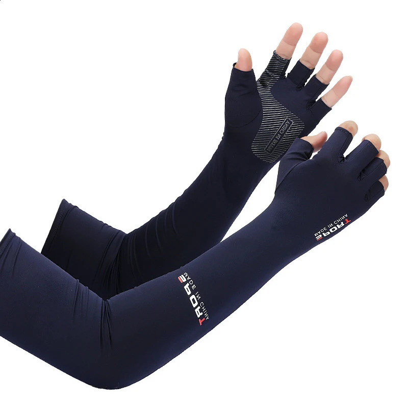 1Pcs Ice Silk Sunscreen Five Finger Sleeves Mens And Womens Outdoor Thin Style Arm Cover For Driving Cycling Fishing Running 250424