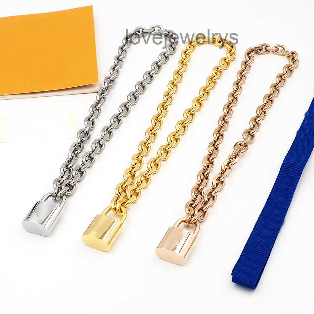 Gold Silver Cuba Thick Chain Necklaces Lock pendant Choker Necklace Hiphop Rock Punk Accessories Designer Jewelr