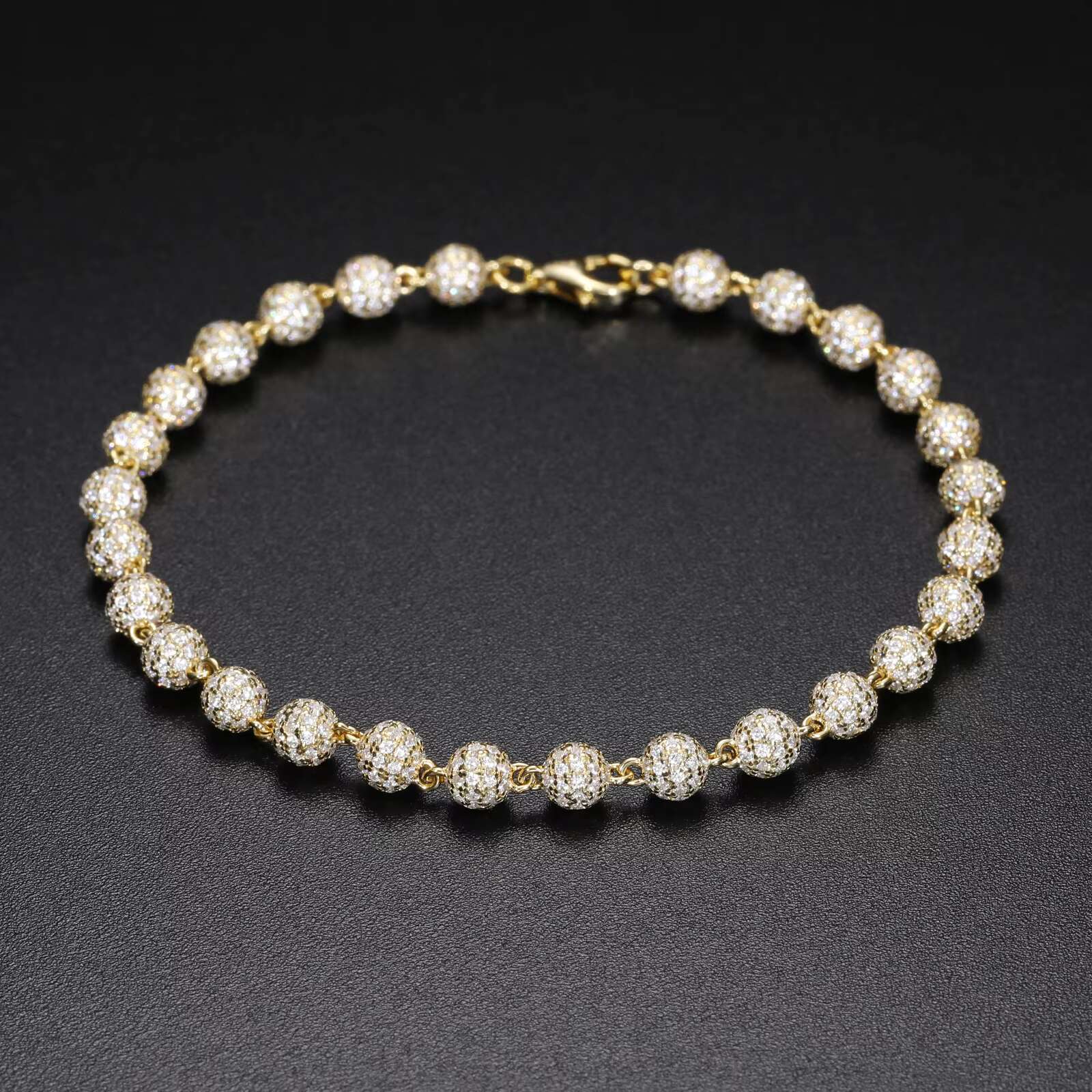 Cheap Price High Quality Hip Hop Jewelry 5mm 925 Sterling Silver VVS Moissanite Diamond Iced Out Bead Link Bracelet for Men