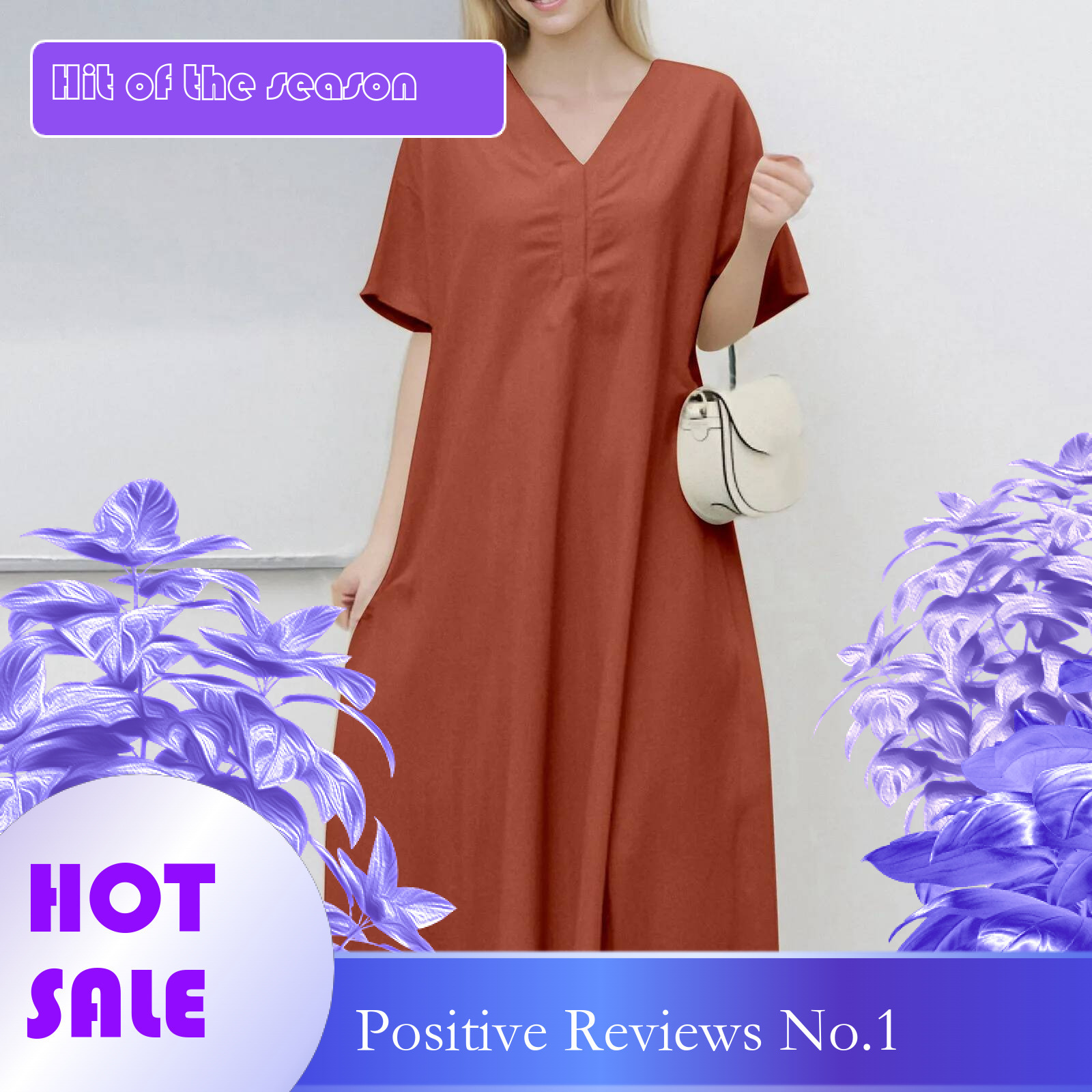 Dongdumaoyi Ladies Short Sleeved Loose Long Dress V Neck Large Swing Casual Plain Women S Solid Breathable Oversize Sundresses