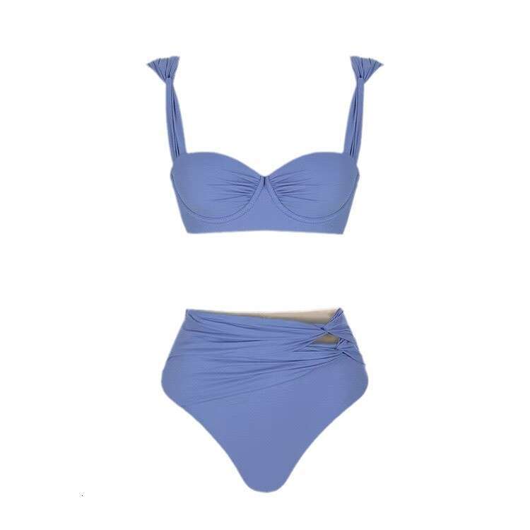Gt Cut One Piece Swimsuit Bathing Suits 2025 Langqi New Swimsuit, Women's Solid Color Split Sexy Steel Support, Gathered Swimsuit New Arrival New