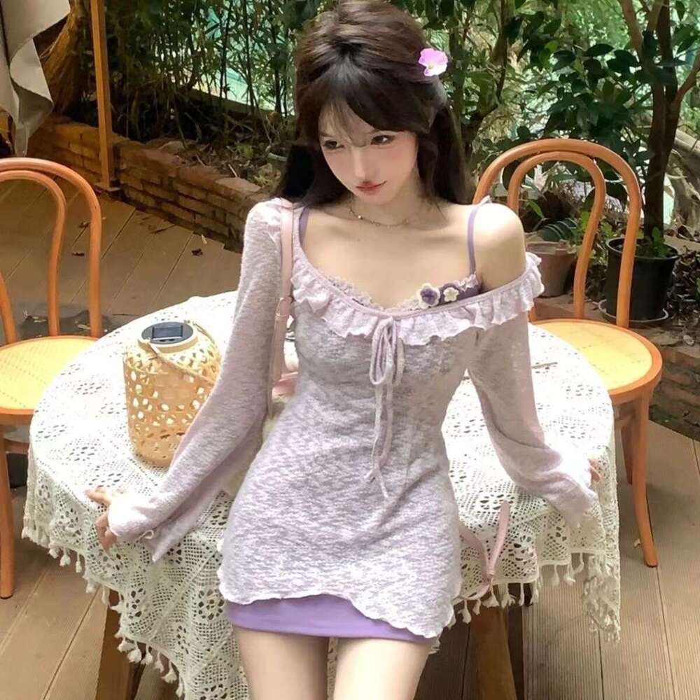 Sunscreen For Women 2025 Summer New Design, Pure Desire Wind Lace Sweet Dress Two Piece Set