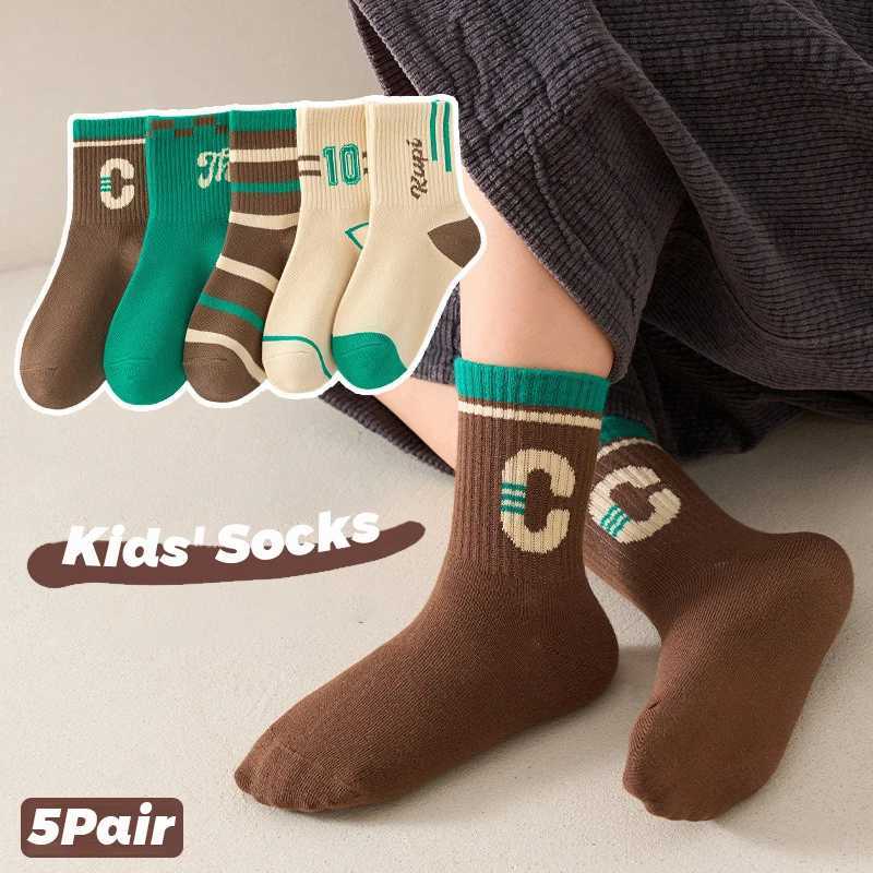 5 Pair Childrens Socks Autumn and Winter Boys Socks Mid tube Socks Boys Simple Student Sports Socks G251124