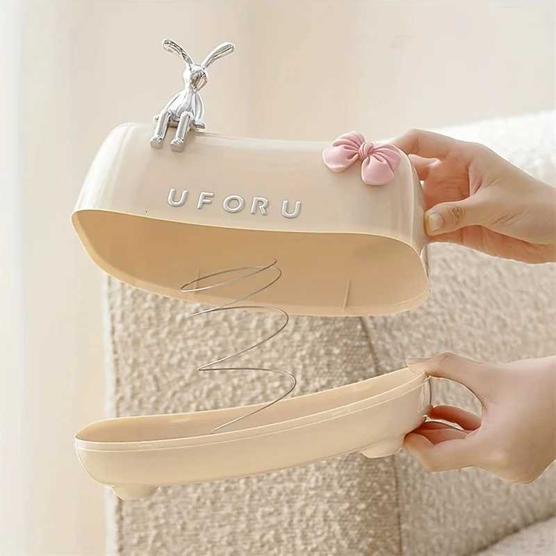 Cute Rabbit Tissue Box Cover Round Plastic Napkin Holder Dispenser for Desktop Bathroom Living RoomM251124