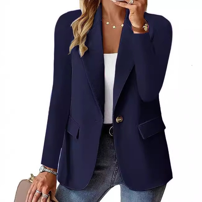 Fall 2024 long sleeved solid color cardigan small suit jacket for women