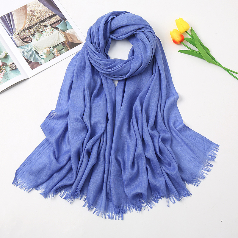 K836 Pure color linen scarf for women Spring and summer new cotton and linen candy monochrome warm gauze scarf travel sunscreen shawl gift