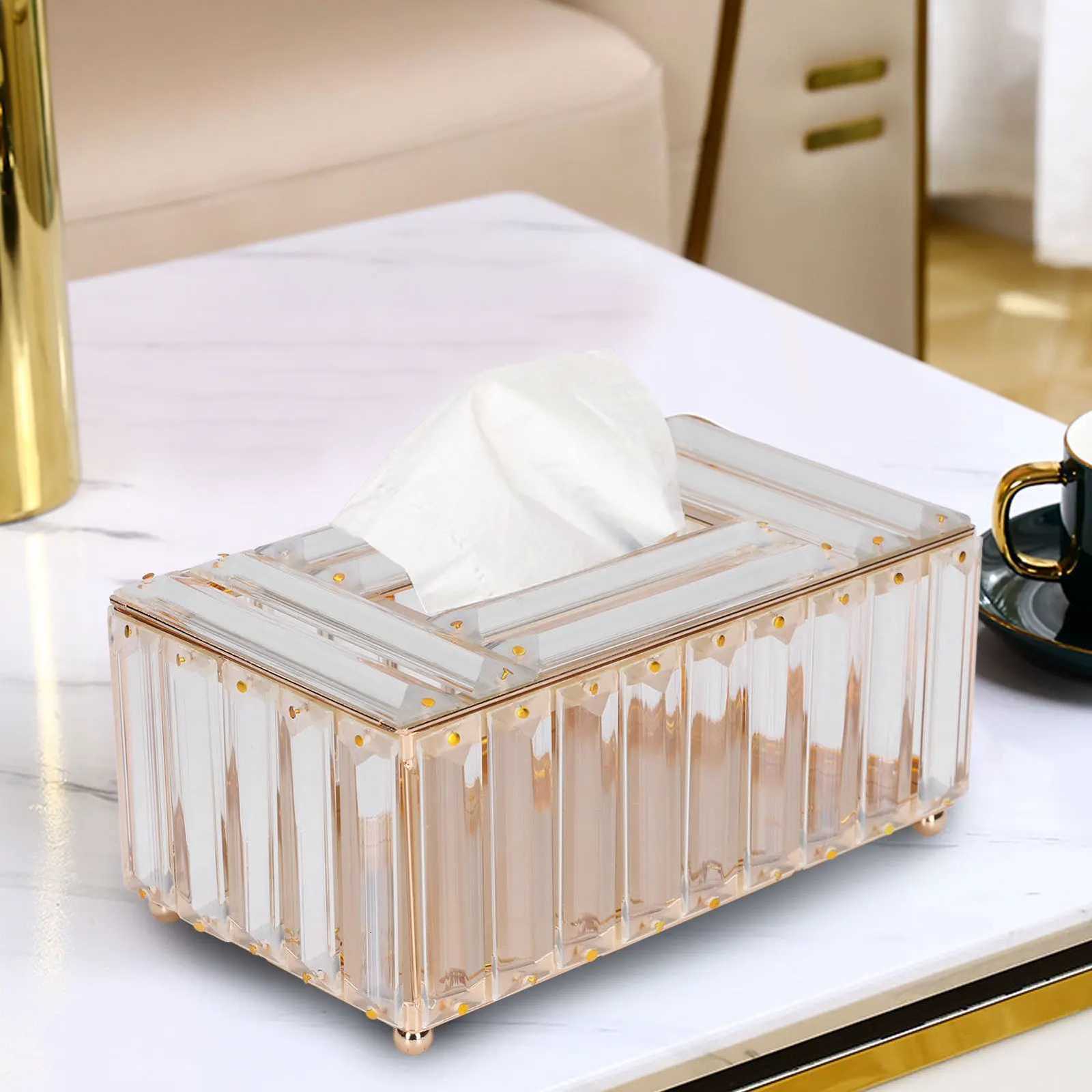 Tissues Box High Borosilicate Glass European Style Tissue Holder Multi Purpose Cosmetic Storage Box for Living Room BedroomM251124