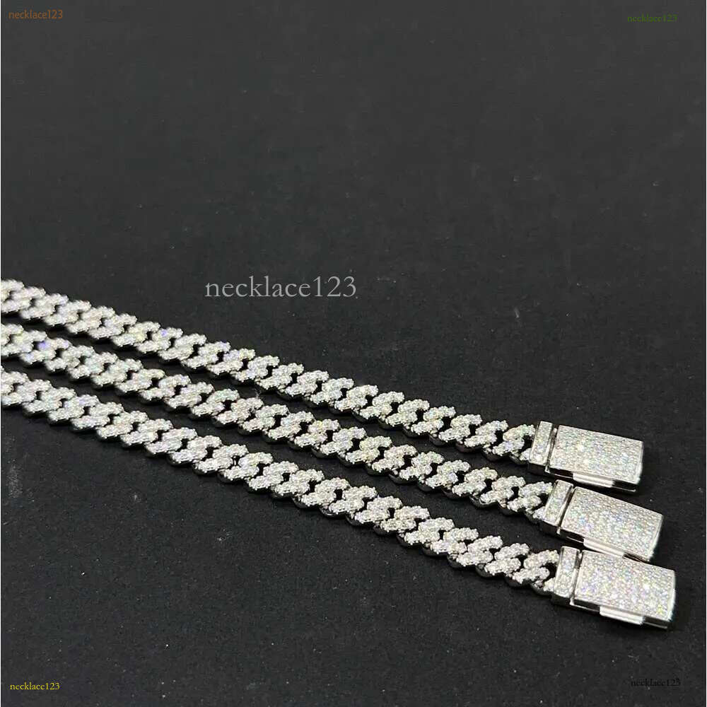 Fashion Hip Pop Jewelry 9mm Width Sier Plated Iced Out Cubic Zirconia Brass Cuban k Chain Bracelet