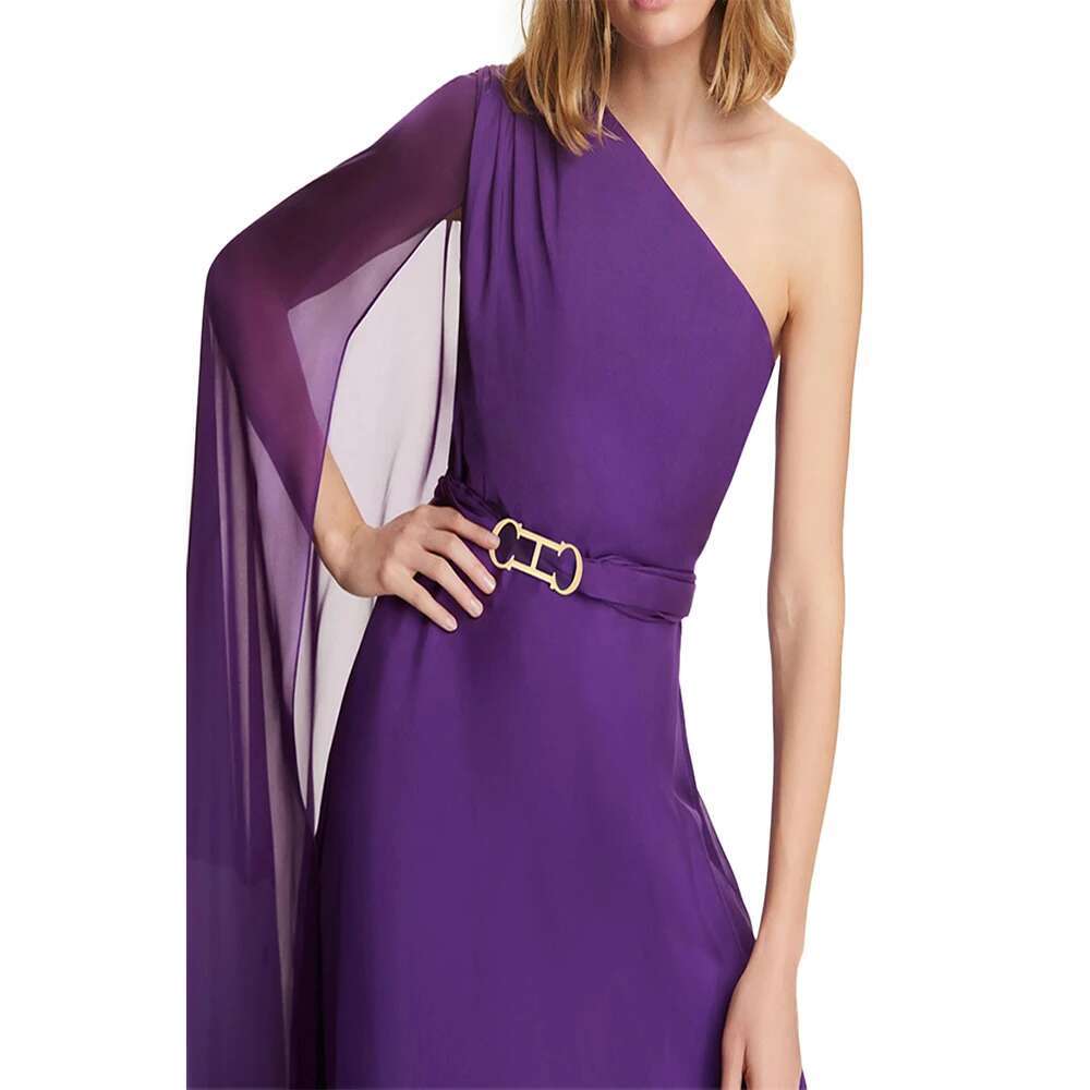 CHCH Women's Long 2024 New Simple Purple Elegant Business Party Wedding Bridesmaid Dress