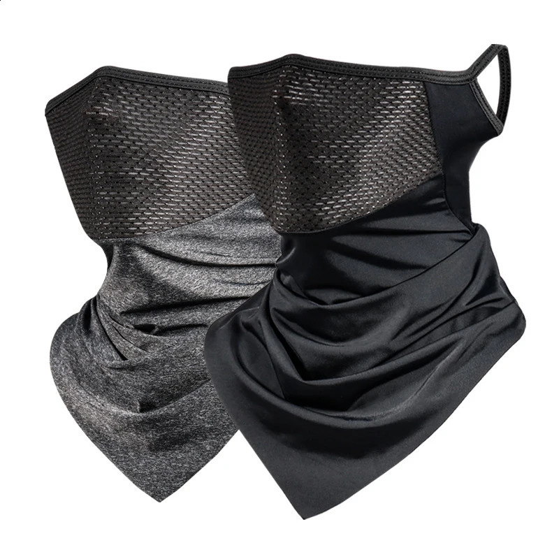 3pcs Summer Mask Full Face Bicycle Neckerchief Cycling Bandana UV Protection Mask Breathable Ice Silk Outdoor Hanging Ear Scarf 250424