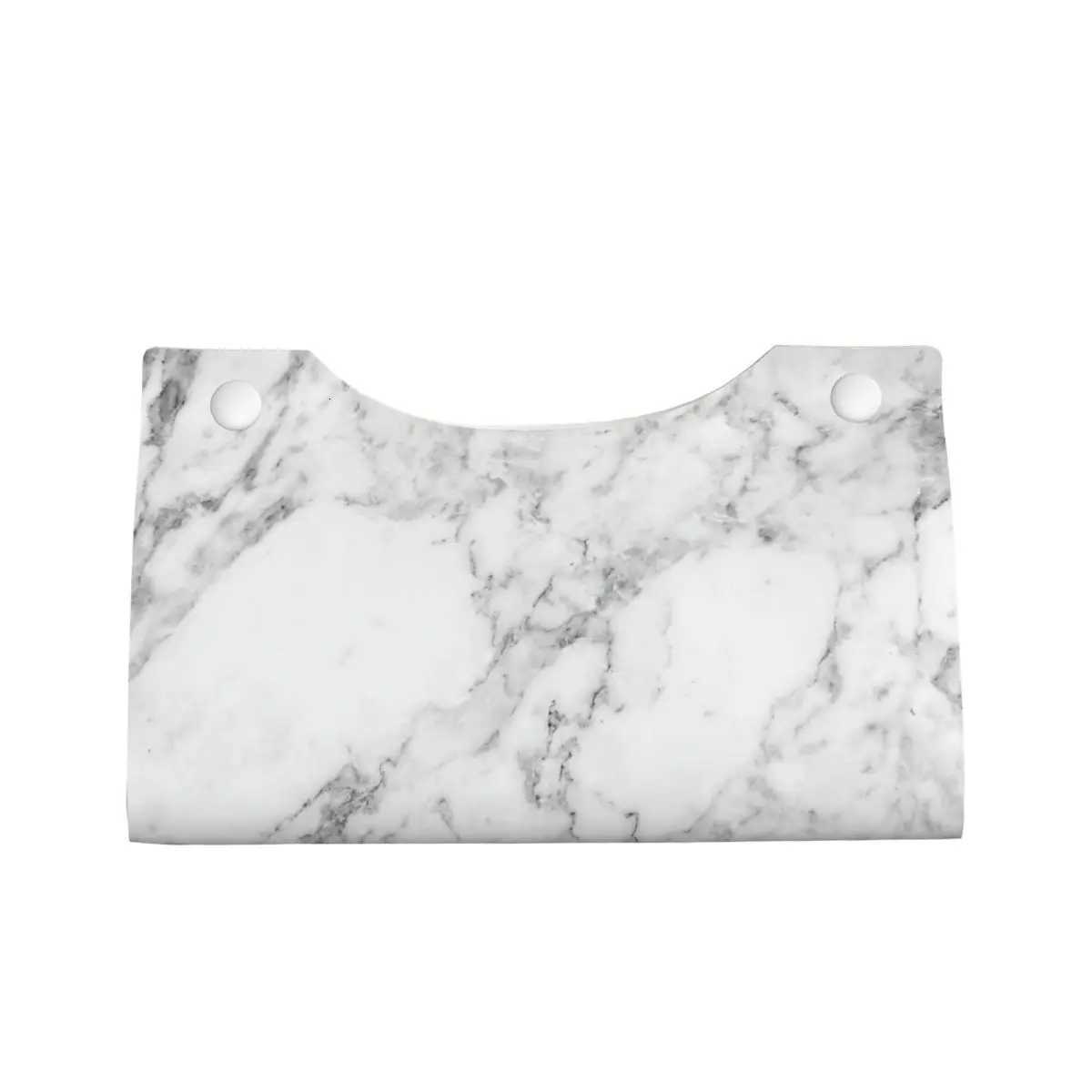 Custom White Gray Marble Pattern Tissue Box Holder Rectangular PU Leather Facial Tissue Box Cover for Car OfficeM251124