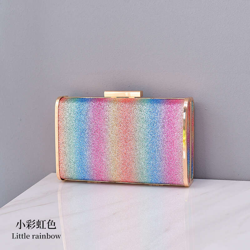 Dinner Bag Rainbow Dinner Creative Hollow Out Banquet Colorful Small Square Female Bag KQ