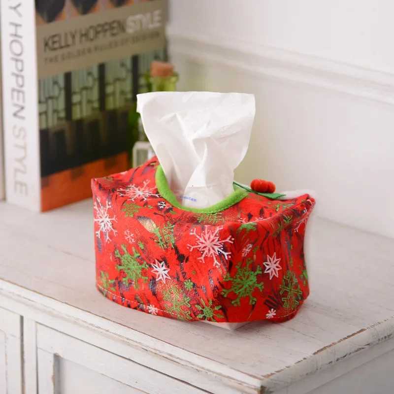 Home Christmas Tissue Paper Holder Case Boxes Red Green Santa Claus Toilet Paper Cover Bag Christmas Party Decor Desktop Decor LM251124