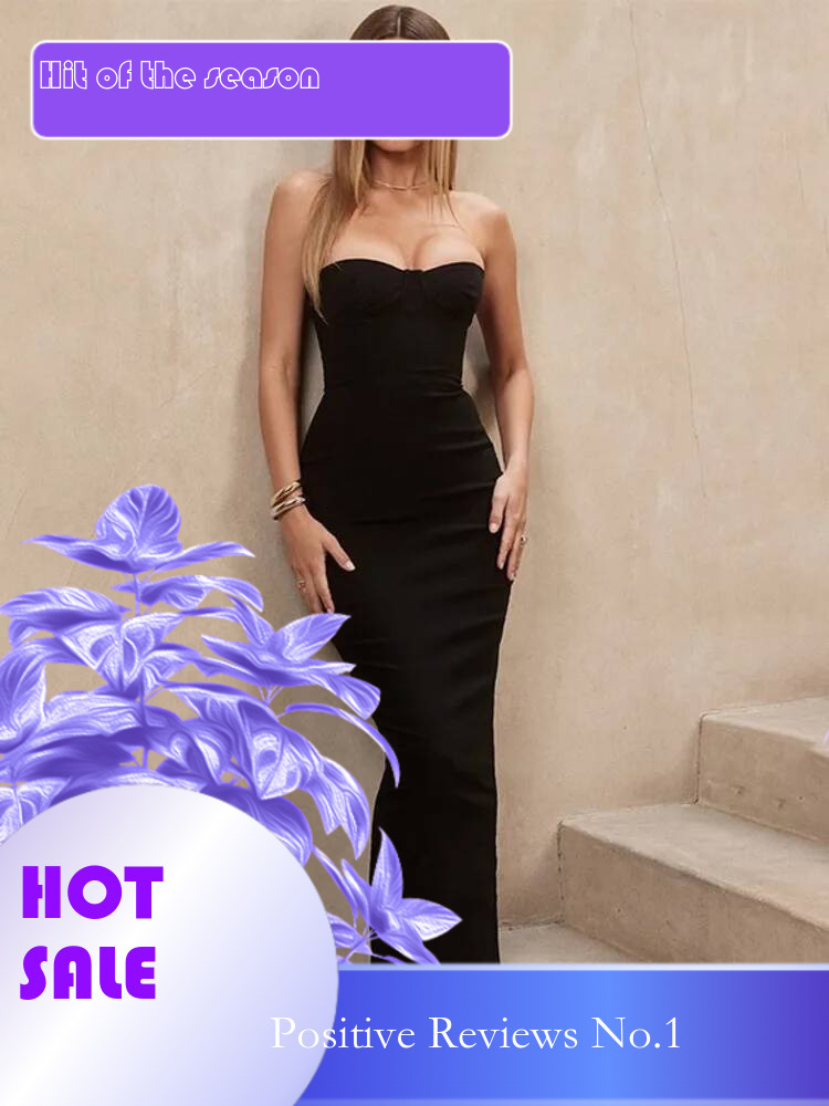Dongdumaoyi Townlike Slim Bodycon Elegant Midi Long Dress Women Strapless Spring Summer Backless Nightclub Sexy Party Dresses