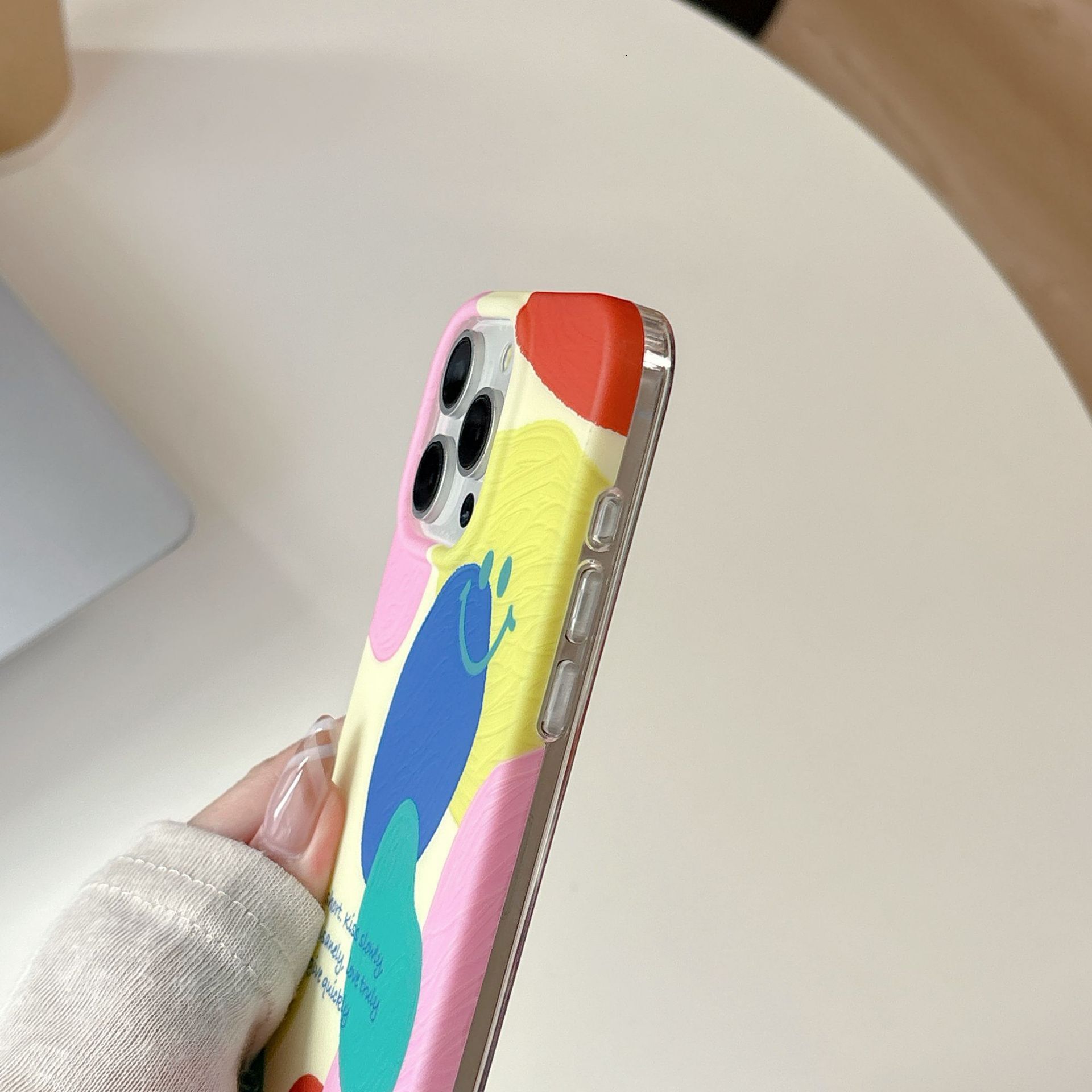 Colorful Smiley Face Phone Case Compatible with iPhone 16/15 Pro Max Matte Gradient Cover iPhone 14/13 Pro