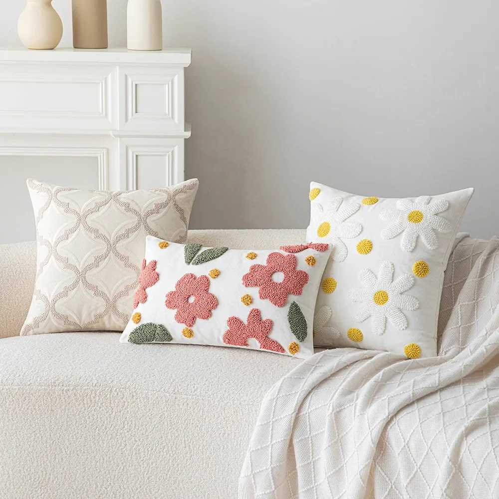 1PCS fashionable jacquard embroidered flower-patterned soft throw pillow cover G251124