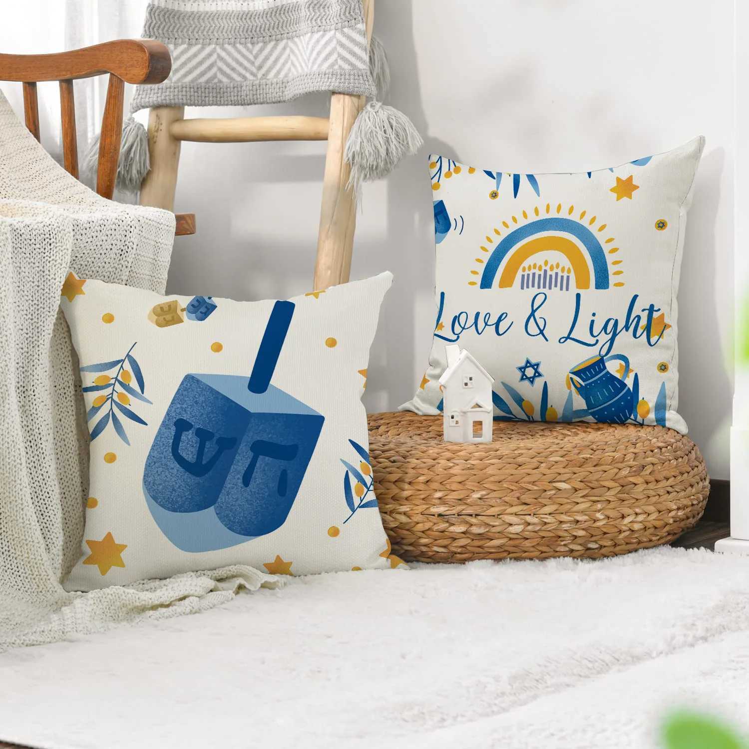 Candlelight Festival Pattern throw pillow cover with short plush print living room sofa decoration cushion cover pillow covers G251124