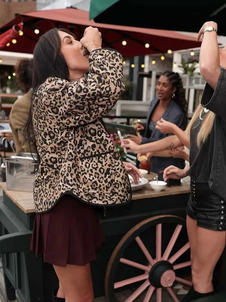 HXAO Lightweight Padded Jackets Outerwears Womens Quilted Jacket Woman Autumn Winter Coat Female Leopard New in Coats 2024 J251124