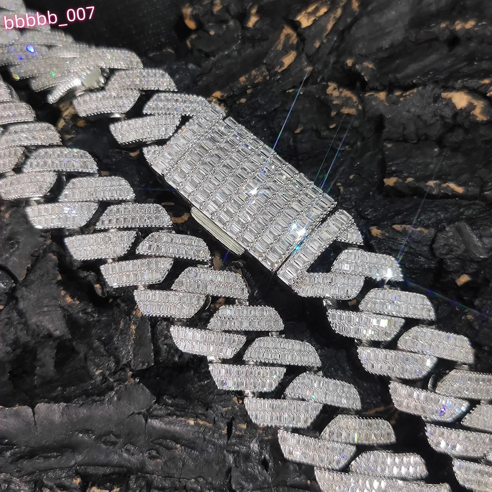 20mm 2 Rows Rectangle CZ Iced Out Miami Cuban Link Chain Bling 5A Zircon Stone Hip Hop Jewelry Necklace For Men Gift