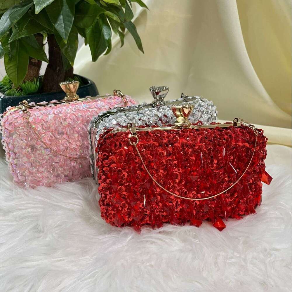 New Embroidered Beaded Glitter Handbag For Women, Fashion Handheld Crossbody Bag, Banquet Bag