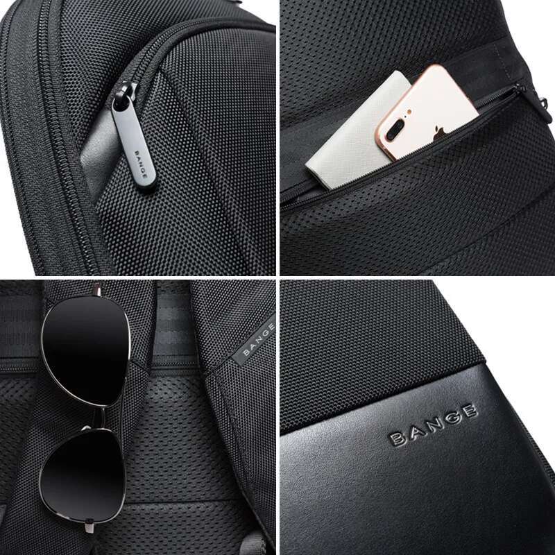 BANGE Men Business Waterproof 15.6" Laptop Backpack Male Classic Fashion Travel Moto&Biker Light Scalable Shoulder Bags