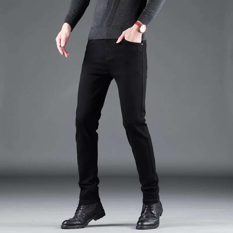 Classic Business Casual Jeans 2023 New Fashion Black Slim Stretch Denim Trousers Male High Quality Pants Men Clothing
