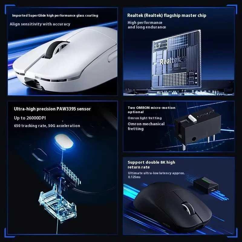 MCHOSE L7 Ultra Wireless Mouse Tri-mode 24G BT PAW3395 8K Rechargable Portable Customized Lightweight Laptop Esports Mice PCM251124
