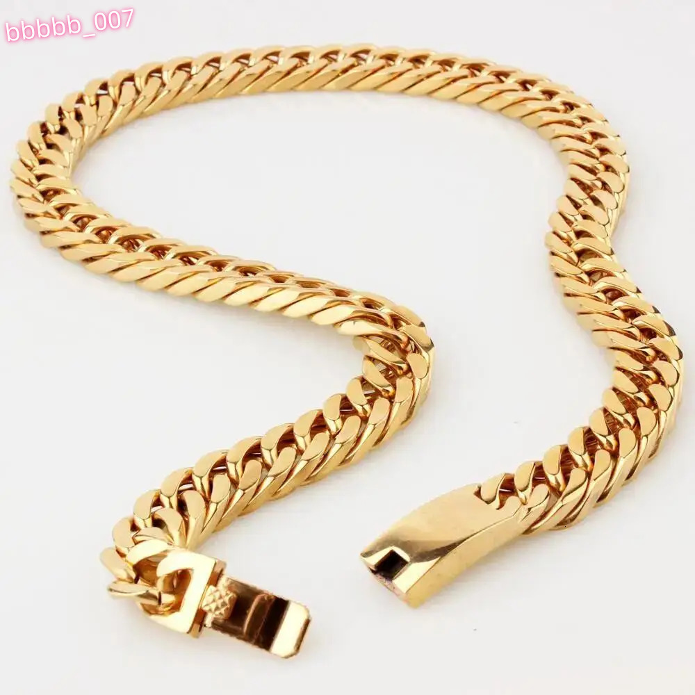 Granny Chic 15mm 7-40inch Gold Color Firm Strong 316L Stainless Steel Jewelry Curb Cuban Link Chain Choker Mens Necklace