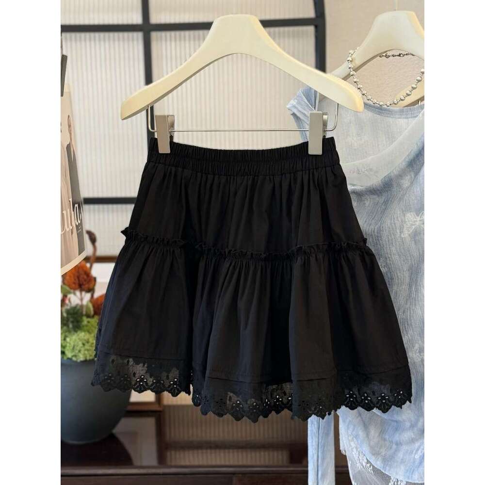 Wave Edge Sweet Half Women's 2025 Summer Outfit New Fashionable Waist Cinching College Style Short Casual Skirt Trend