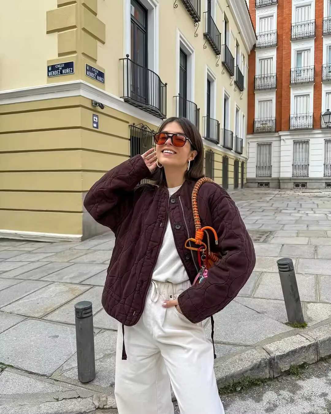 Women Quilted Bomber Jackets 2025 New Autumn Winter Long Sleeve Snap-Button Warm Coat Female Outerwear Chic Padded Parkas Tops J251124