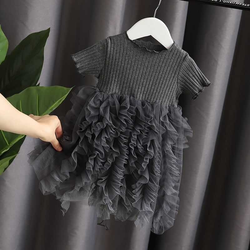 2025 Summer Dress New Childrens Clothing for Girls and Babies Princess Gauze Dress Stylish Fluffy Patchwork Cake Skirt Summer Dress Y250423vthj