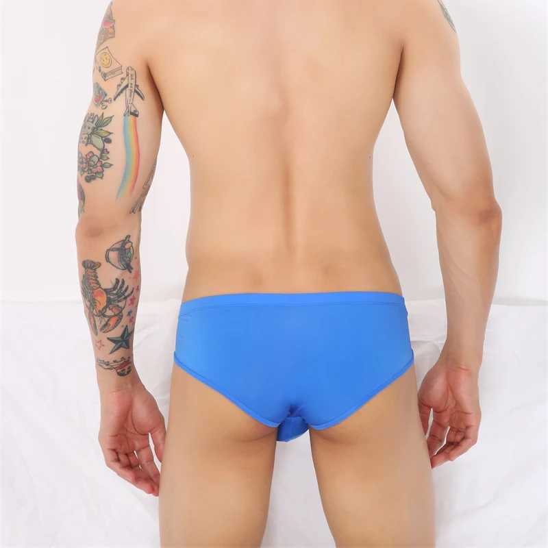 CLEVER-MENMODE Mens Soft Silk Underwear Sexy Ultra Thin Penis Large Pocket Mens Underwear M250424