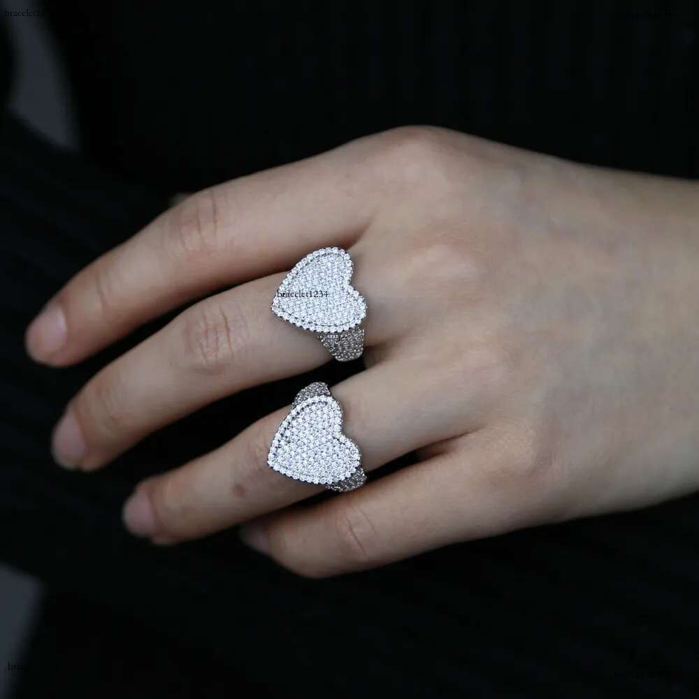 Luxury designer Colored Ring Ice Out VVS Moissanite Ring Hip Hop Punk Rap Women Jewelry with FREE shipping