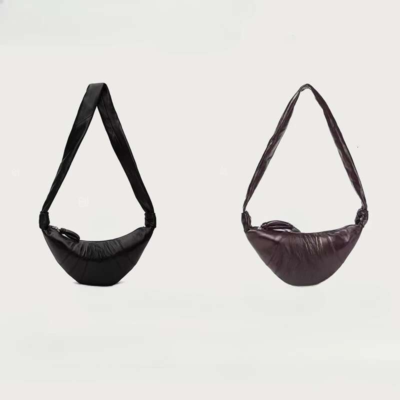 Luxury Designer Minimalist Croissant Commuter Crossbody Crescent Luxurious Small Leather Bag | Trendy Shoulder Purse